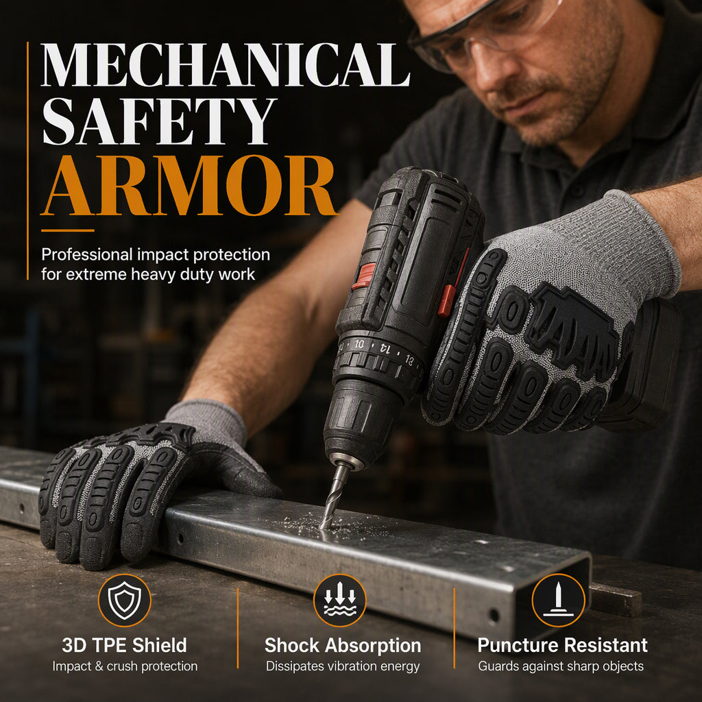⏳Time-Limited Special⏰🛡️🧤 Thickened Impact Resistant Work Gloves | Heavy Duty Safety Gloves, Shock & Wear Protection for Mechanics & Construction
