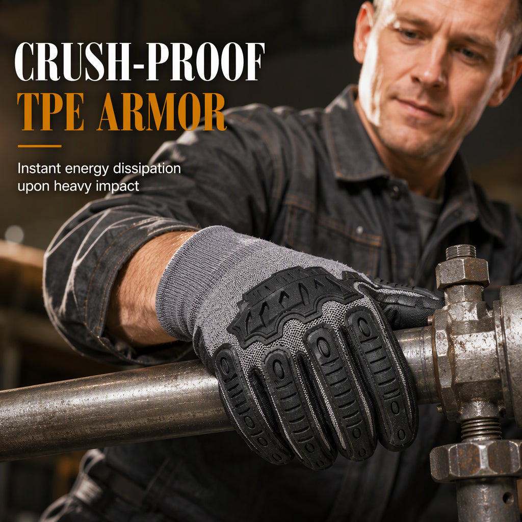 ⏳Time-Limited Special⏰🛡️🧤 Thickened Impact Resistant Work Gloves | Heavy Duty Safety Gloves, Shock & Wear Protection for Mechanics & Construction