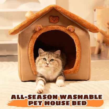 🐱All-Season Washable Pet House Bed