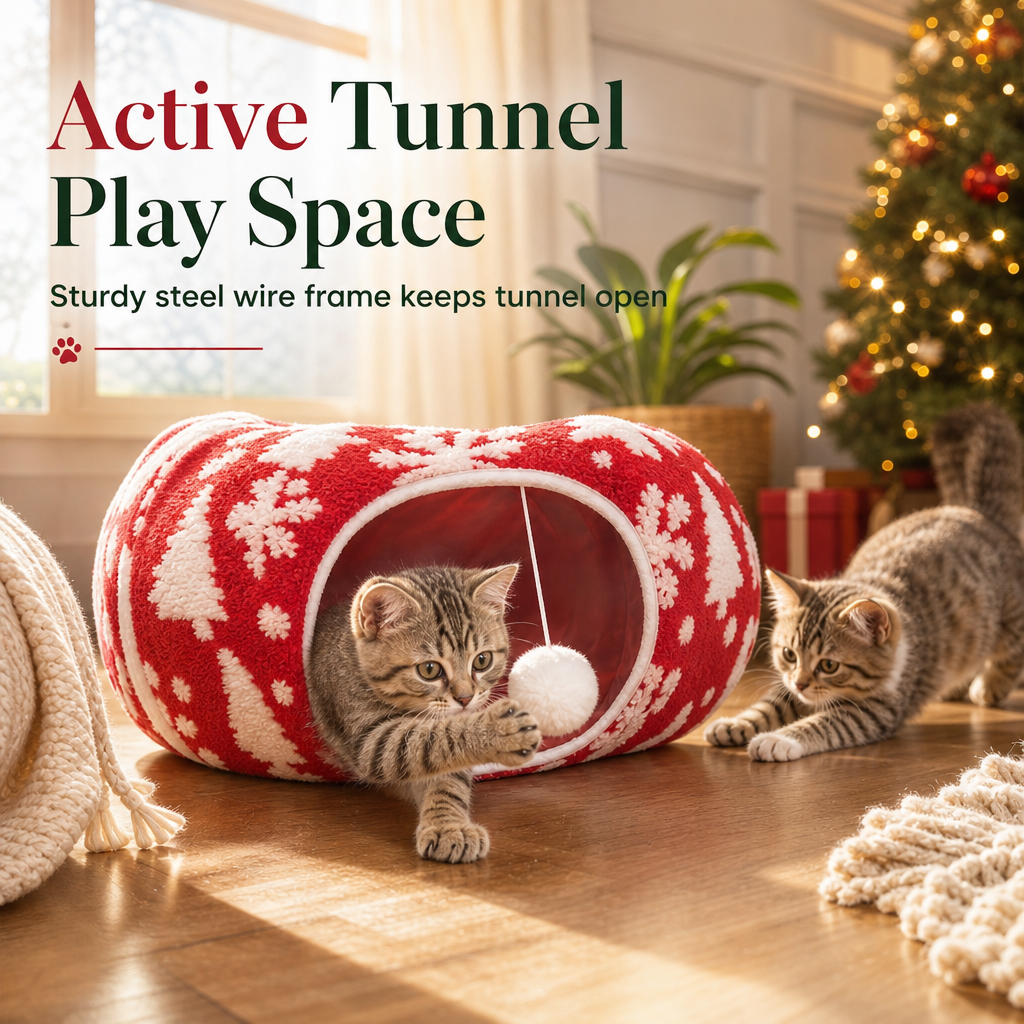 Removable and Washable Donut Cat Tunnel Bed Round Pet Nest Cushion Mat for Indoor Cats