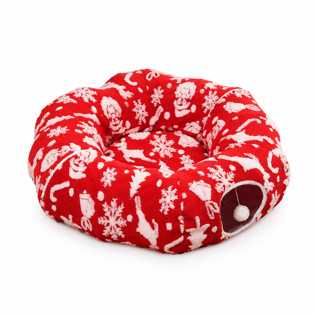 Removable and Washable Donut Cat Tunnel Bed Round Pet Nest Cushion Mat for Indoor Cats