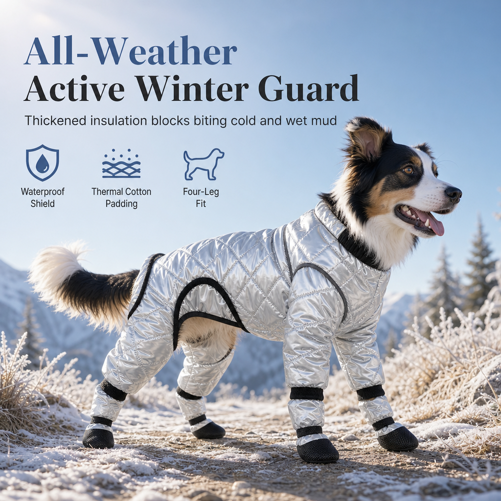 📢📢 50% OFF🐾Full Coverage Waterproof Dog Winter Jumpsuit Fleece Lined Thick Warm Four Legged Coat