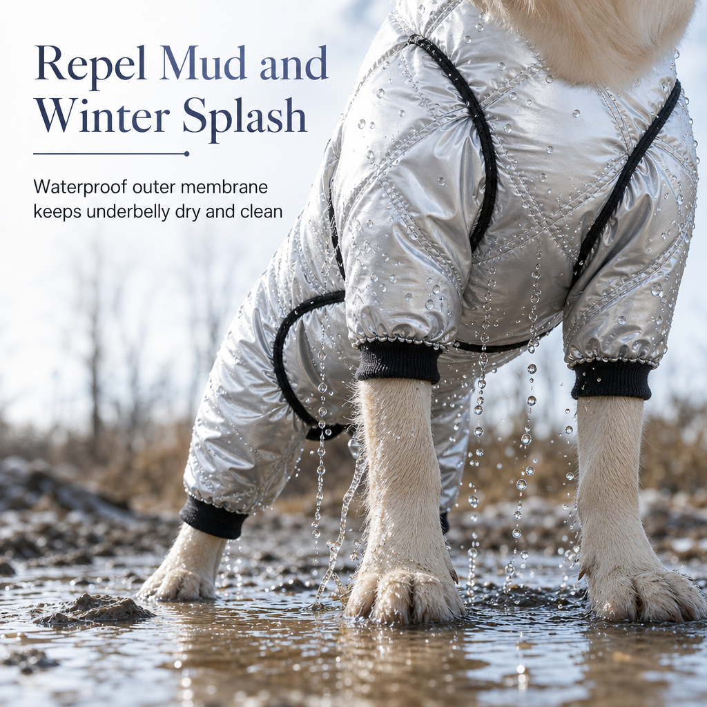 📢📢 50% OFF🐾Full Coverage Waterproof Dog Winter Jumpsuit Fleece Lined Thick Warm Four Legged Coat