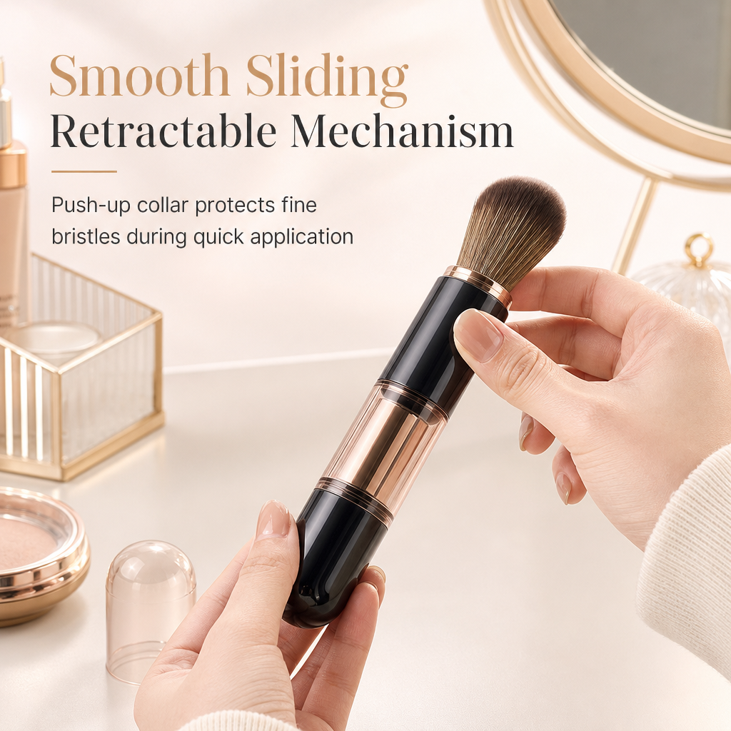 🎁2026 New Arrivals 50% OFF💥🖌️Portable Retractable Makeup Brush Set Multifunctional Travel Cosmetic Tool with Powder Blush and Silicone Lip Brush