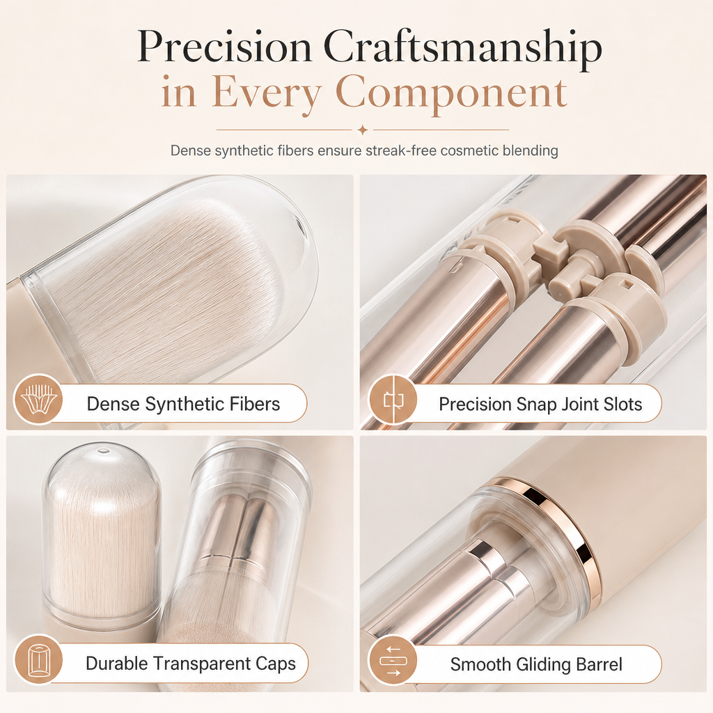 🎁2026 New Arrivals 50% OFF💥🖌️Portable Retractable Makeup Brush Set Multifunctional Travel Cosmetic Tool with Powder Blush and Silicone Lip Brush