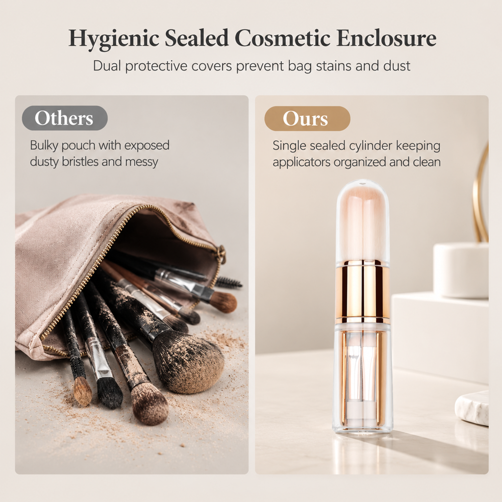 🎁2026 New Arrivals 50% OFF💥🖌️Portable Retractable Makeup Brush Set Multifunctional Travel Cosmetic Tool with Powder Blush and Silicone Lip Brush