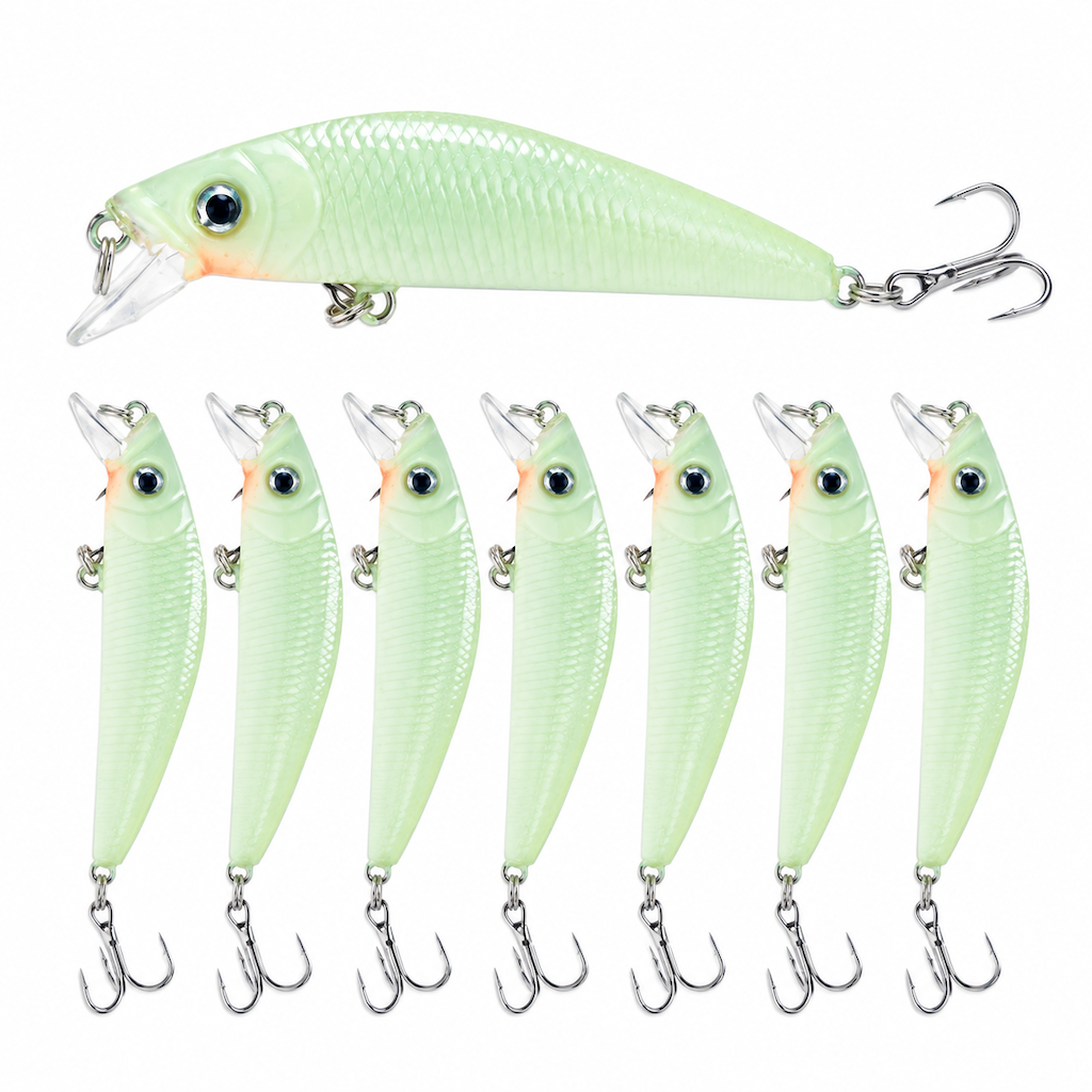 🔥50% OFF!!📢🎣 7cm 8g Luminous Minnow Hard Bait – Glow Brighter After Dark & Make Your Lure Easier to Track on Night Fishing Trips 🌙✨