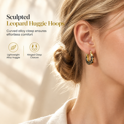🎁2026 New Arrivals 50% OFF💥Vintage Leopard Print U Shaped Huggie Hoop Earrings for Women