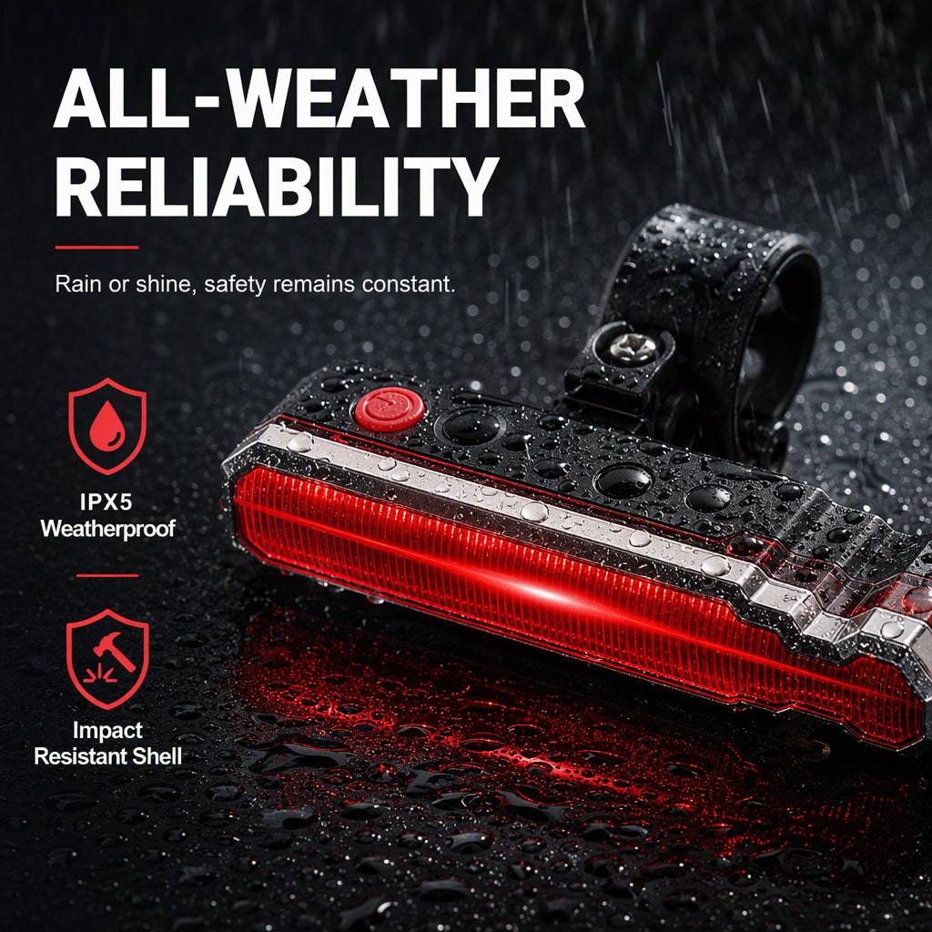 🔴 Rechargeable Safety Bike Taillight – Laser Warning, IPX5 Waterproof, USB Charge 💡