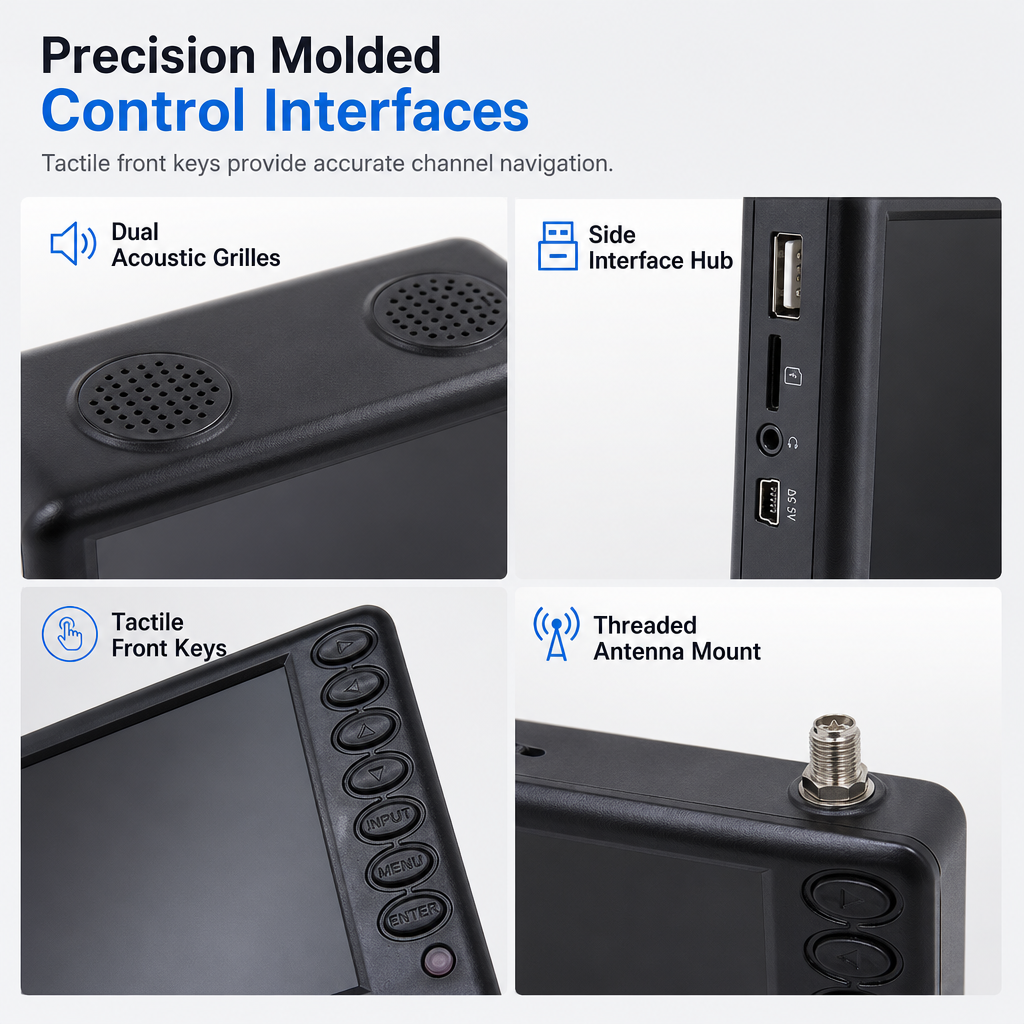 📺 Portable Digital TV – Telescopic Antenna for Local TV & Memory Card Playback