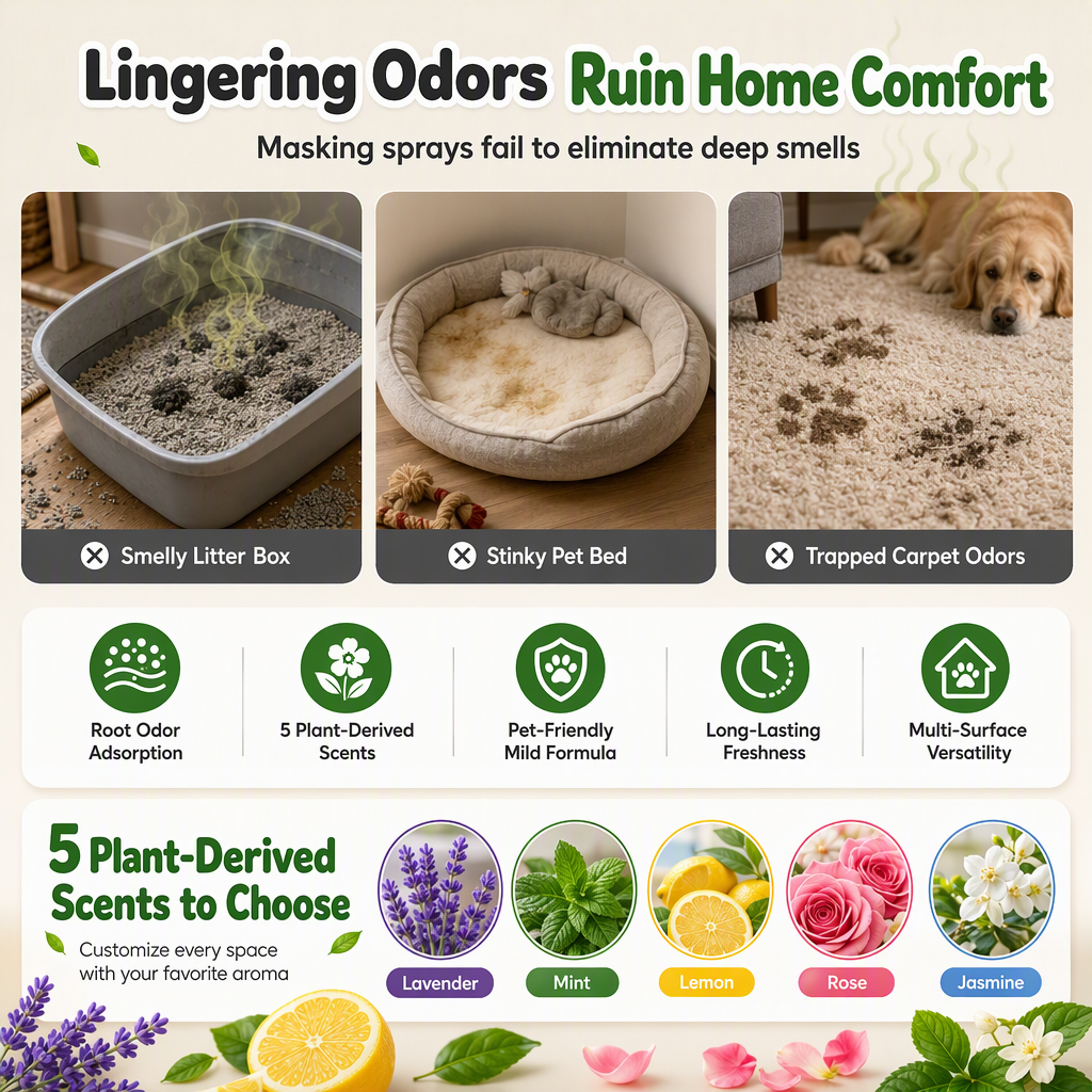 📢📢50%  OFF !! ⏰Cat Litter Deodorizing Granules – Easy Sprinkle-On Odor Control in Five Fresh Scents 🌿🏠