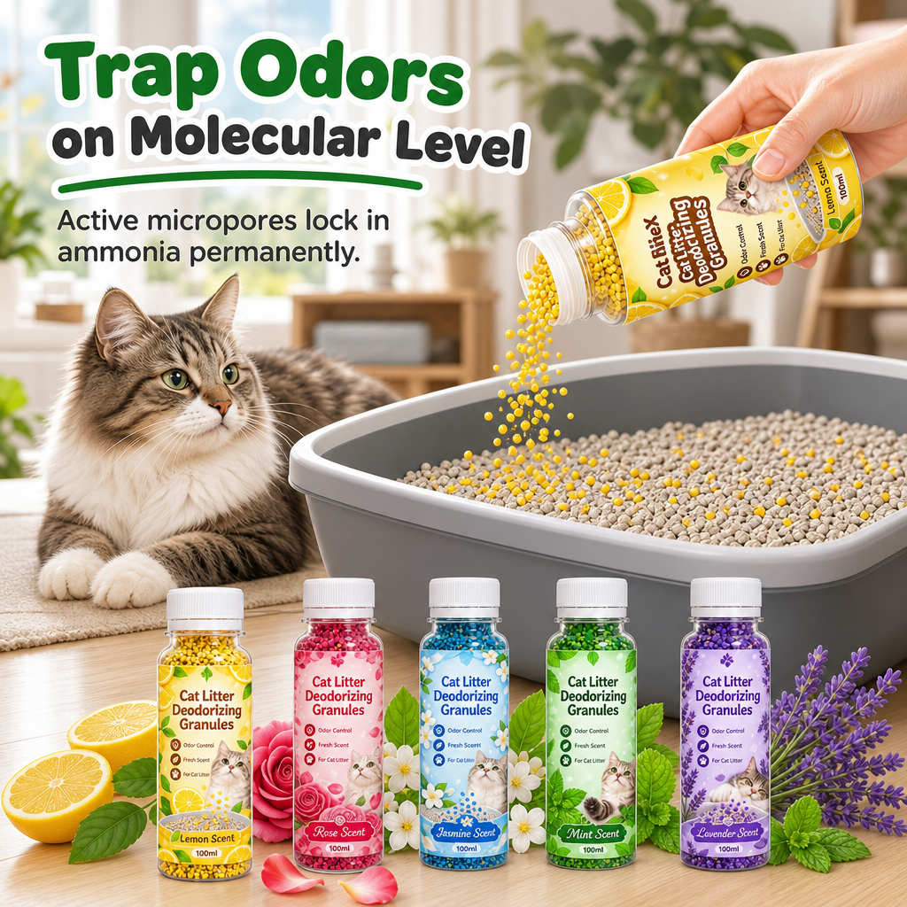 📢📢50%  OFF !! ⏰Cat Litter Deodorizing Granules – Easy Sprinkle-On Odor Control in Five Fresh Scents 🌿🏠