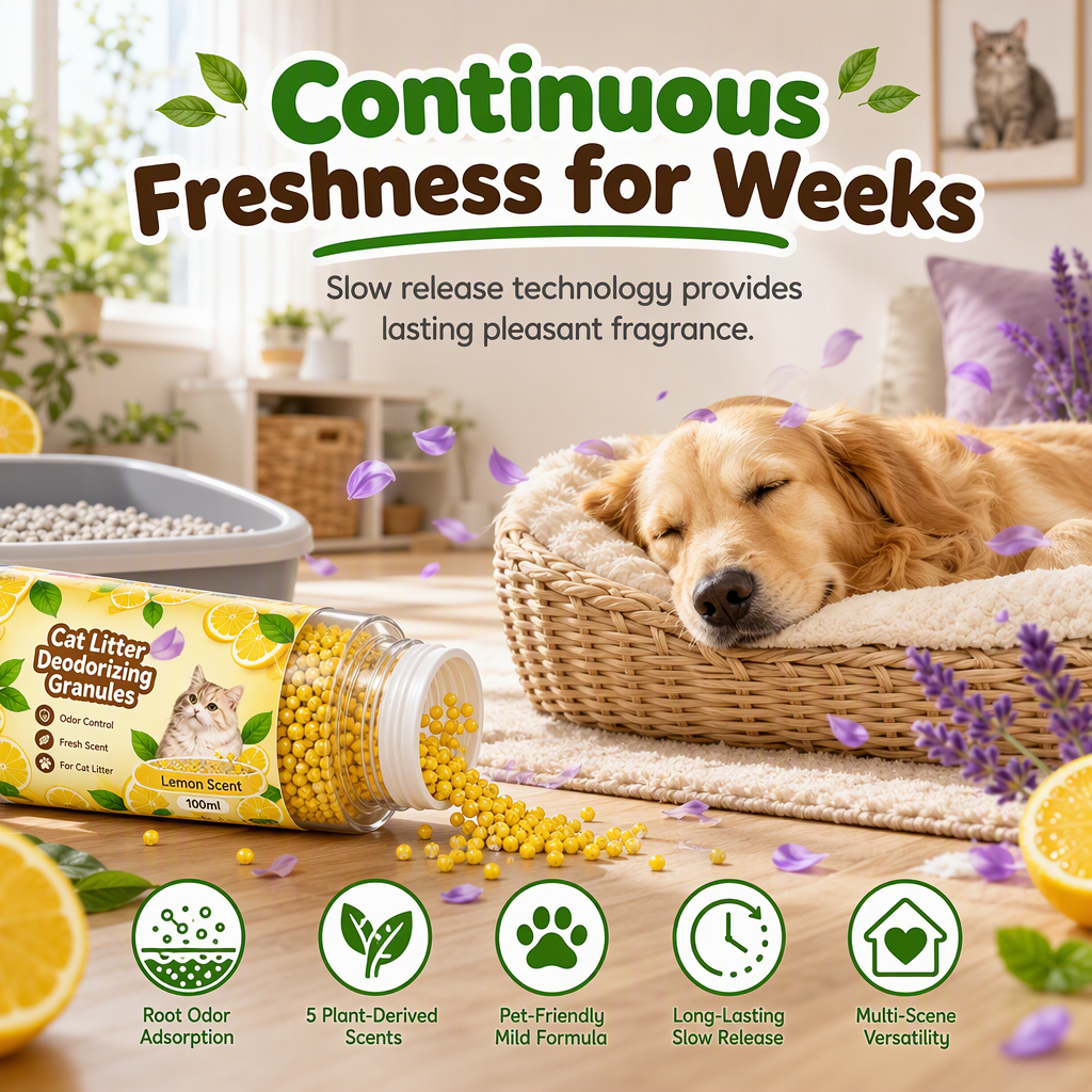 📢📢50%  OFF !! ⏰Cat Litter Deodorizing Granules – Easy Sprinkle-On Odor Control in Five Fresh Scents 🌿🏠