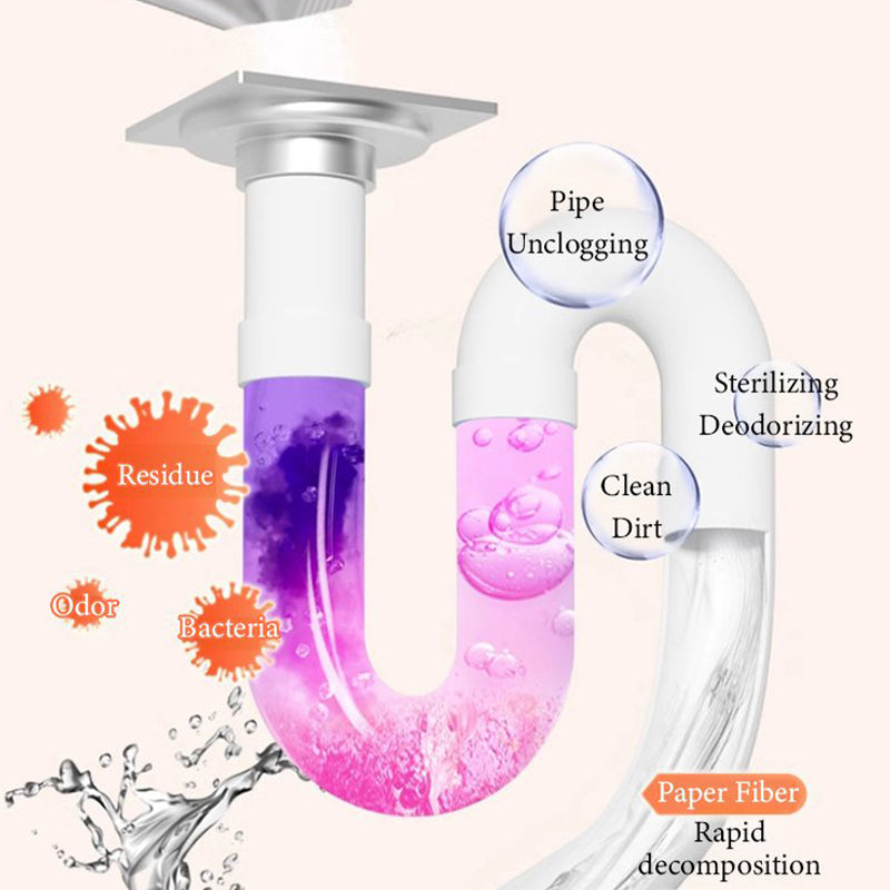 🚿50% OFF NOW! Multi-Use Drain Cleaner Powder – Fast Decomposing Sink Pipe Dredge Powder, Clog Remover, Deodorizing & Sterilizing for Kitchen Bathroom Drains
