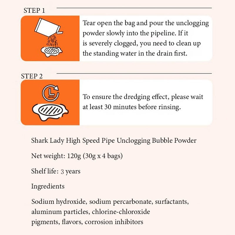 🚿50% OFF NOW! Multi-Use Drain Cleaner Powder – Fast Decomposing Sink Pipe Dredge Powder, Clog Remover, Deodorizing & Sterilizing for Kitchen Bathroom Drains