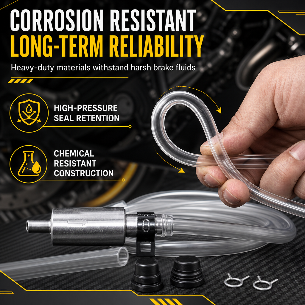 📢📢50%  OFF !! ⏰ Motorcycle Hydraulic Brake Bleeder Tool – One-Way Valve & Fluid Extraction Hose Kit 🏍️