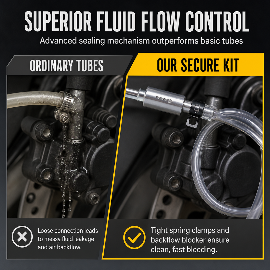 📢📢50%  OFF !! ⏰ Motorcycle Hydraulic Brake Bleeder Tool – One-Way Valve & Fluid Extraction Hose Kit 🏍️