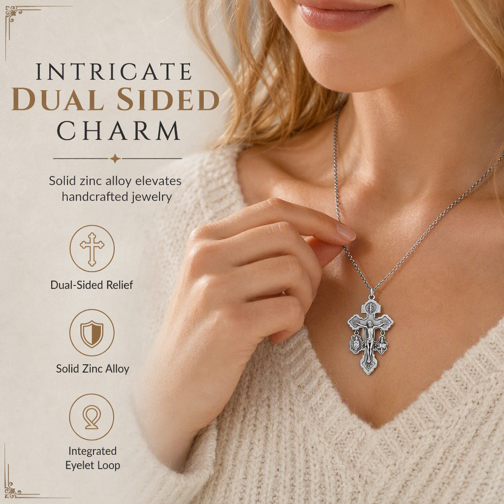 ✝️Zinc Alloy Pardon Crucifix with and Saint Benedict Medals Religious Charm for Jewelry Making