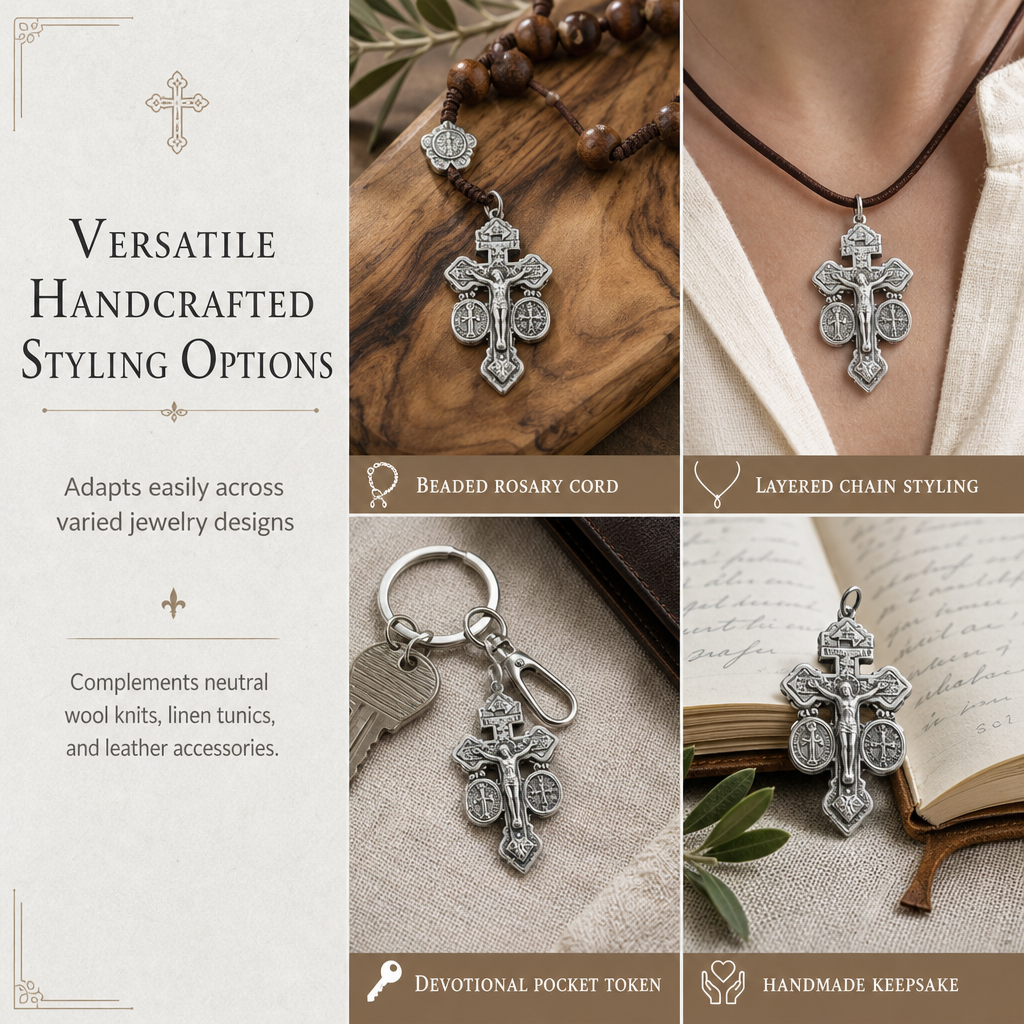 ✝️Zinc Alloy Pardon Crucifix with and Saint Benedict Medals Religious Charm for Jewelry Making