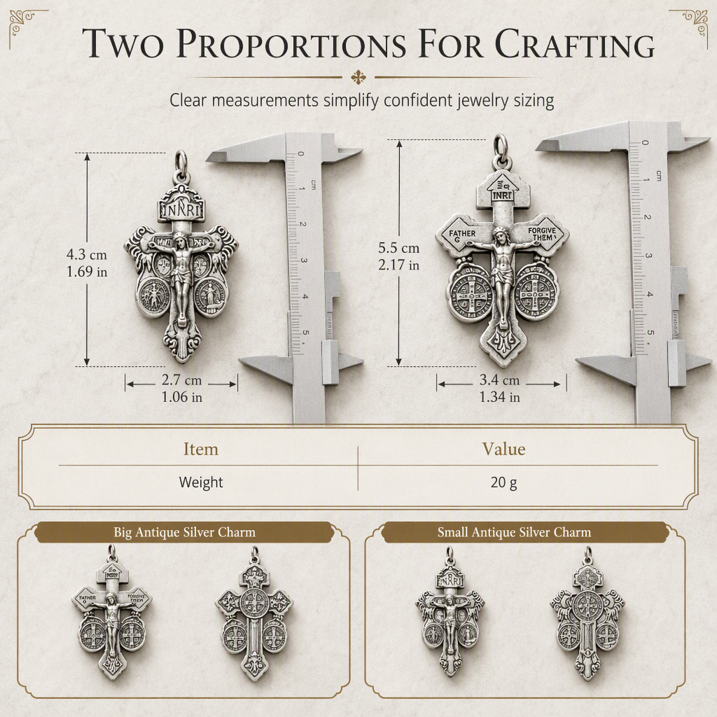 ✝️Zinc Alloy Pardon Crucifix with and Saint Benedict Medals Religious Charm for Jewelry Making