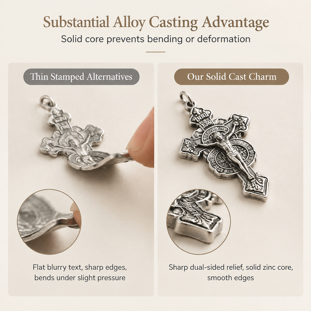 ✝️Zinc Alloy Pardon Crucifix with and Saint Benedict Medals Religious Charm for Jewelry Making