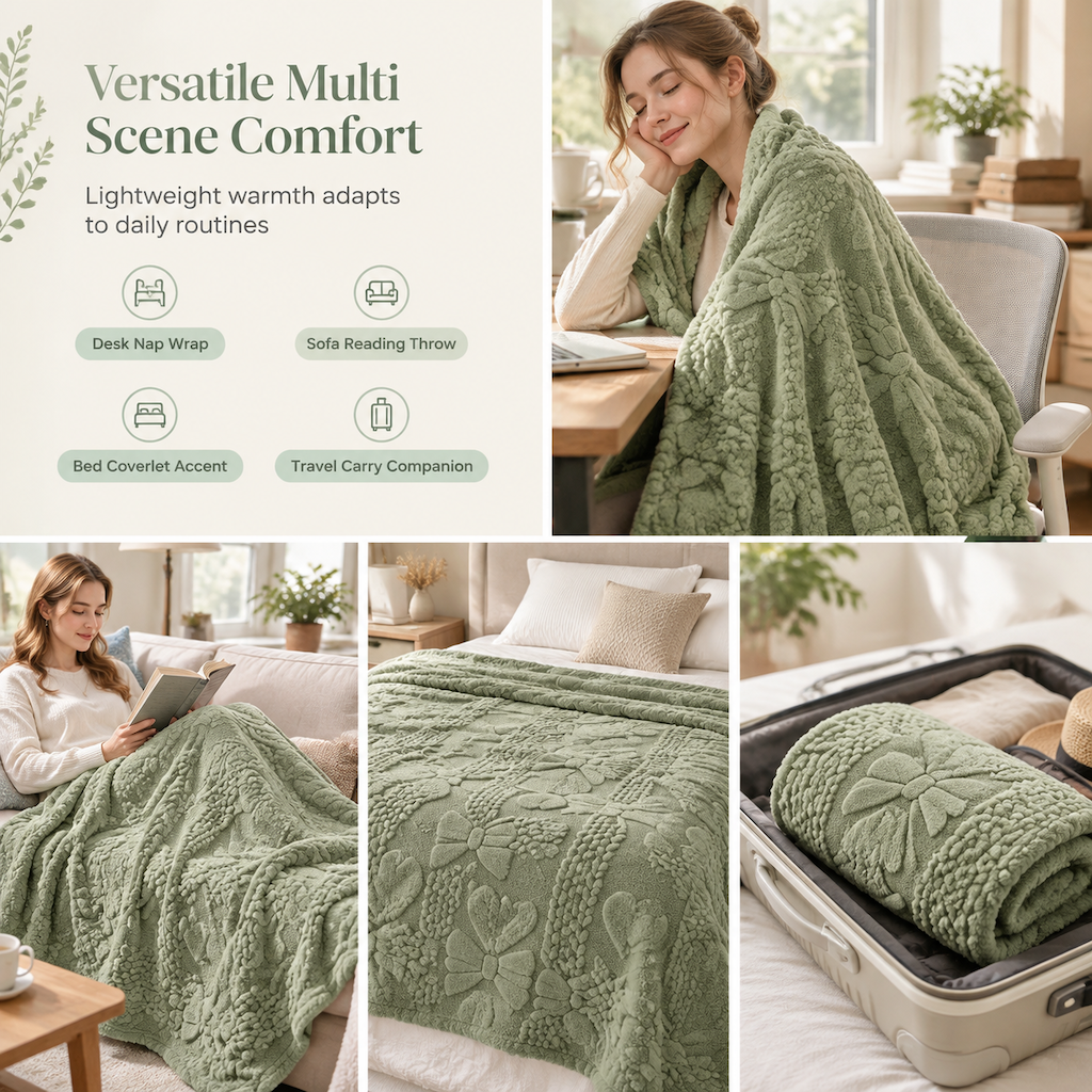 📢📢 50% OFF❄️Soft Plush Jacquard Blanket – Double-Sided Cozy Warmth for Sofa, Bed & Couch