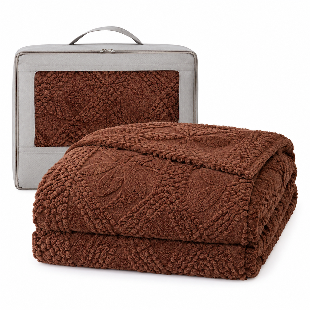 📢📢 50% OFF❄️Soft Plush Jacquard Blanket – Double-Sided Cozy Warmth for Sofa, Bed & Couch