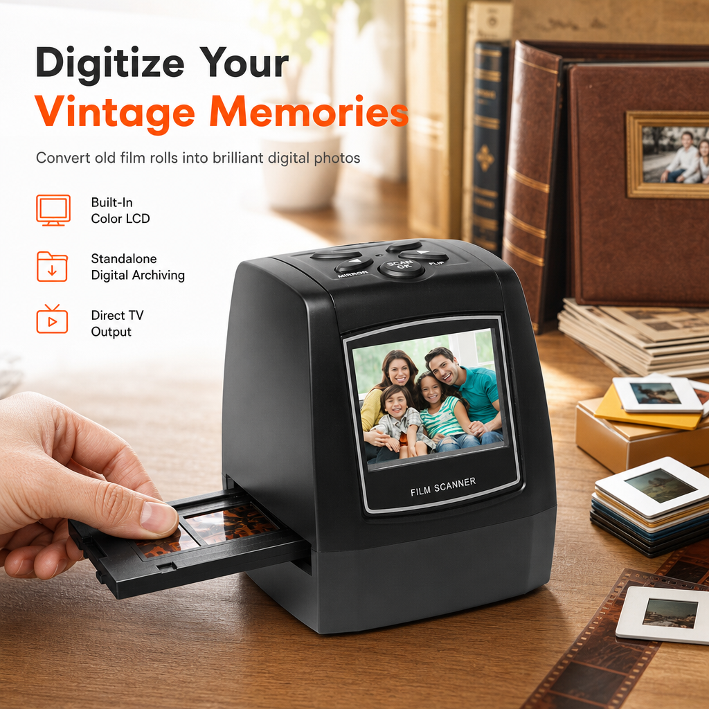 Portable 35mm 135mm Film Scanner with 2.36 Inch LCD Screen for Negatives and Slides