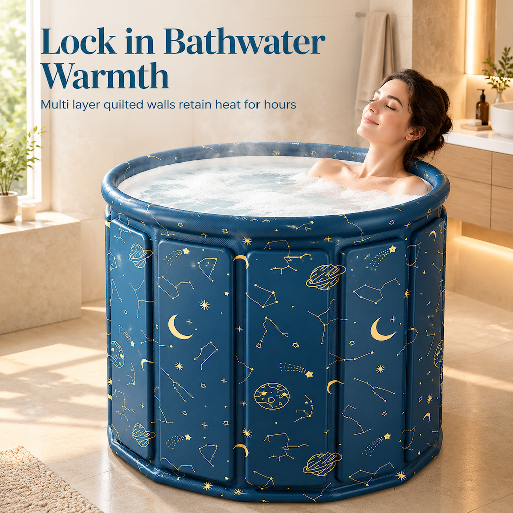 ✨50%OFF🛀Portable Folding Bathtub for Adults Large Thickened Insulated Soaking Tub with Cushion and Drain Pipe