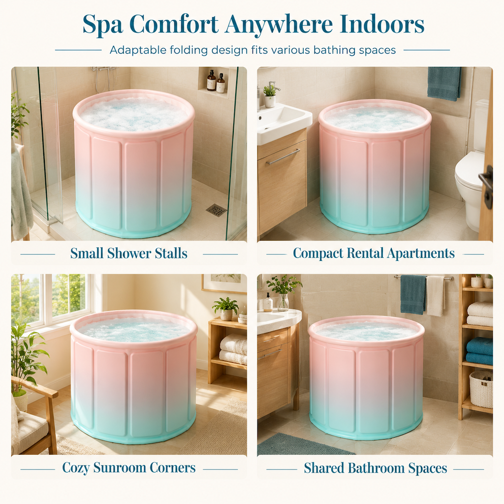 ✨50%OFF🛀Portable Folding Bathtub for Adults Large Thickened Insulated Soaking Tub with Cushion and Drain Pipe