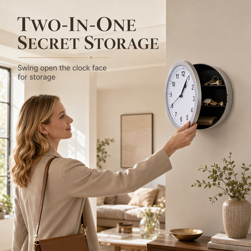 Vintage Wall Clock with Hidden Safe & Secret Valuables Compartment