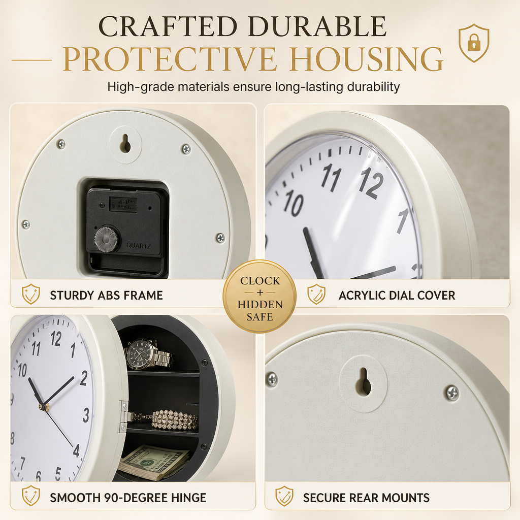 Vintage Wall Clock with Hidden Safe & Secret Valuables Compartment