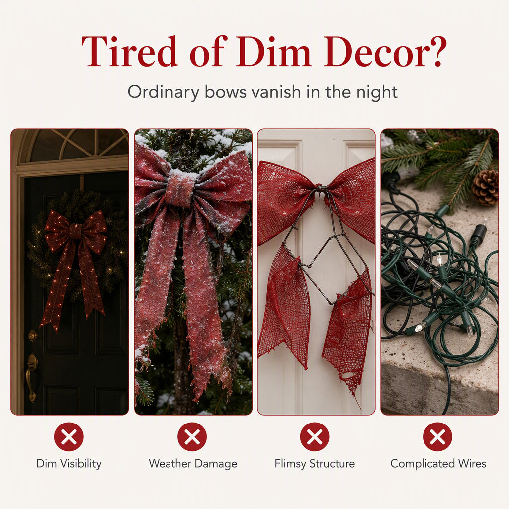 📢📢50% OFF !! ⏰Weatherproof LED Pre-Lit Christmas Bow