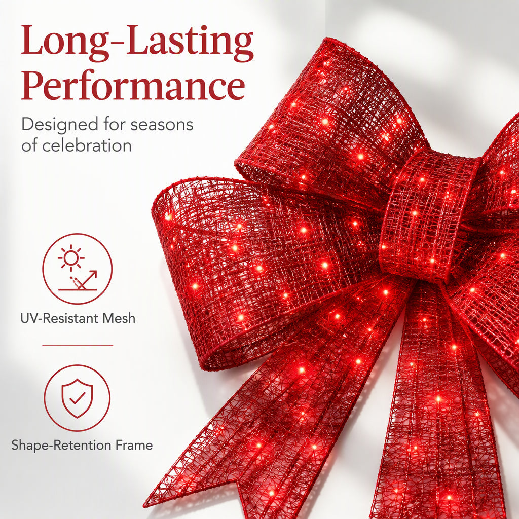 📢📢50% OFF !! ⏰Weatherproof LED Pre-Lit Christmas Bow