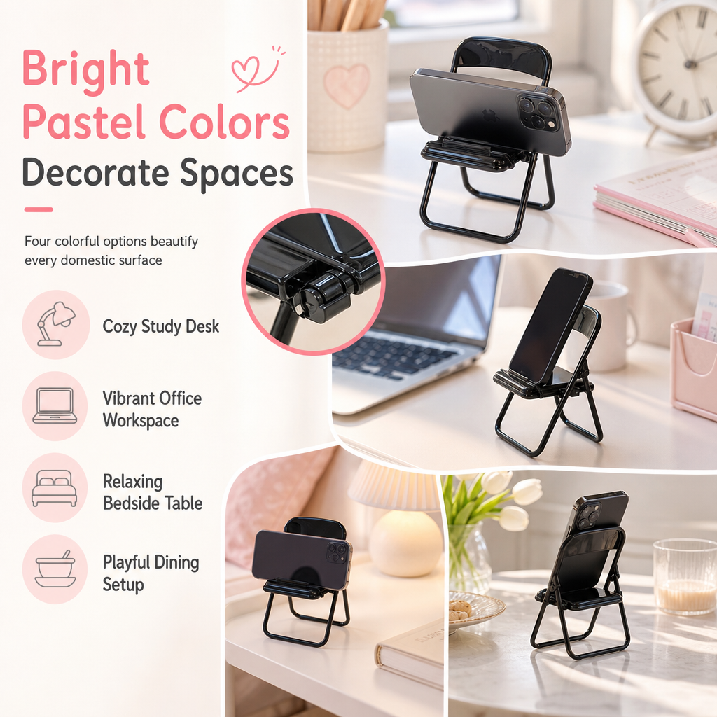 Cute Chair Shaped Cell Phone Stand Creative Desktop Holder and Decorative Ornament for Dormitory