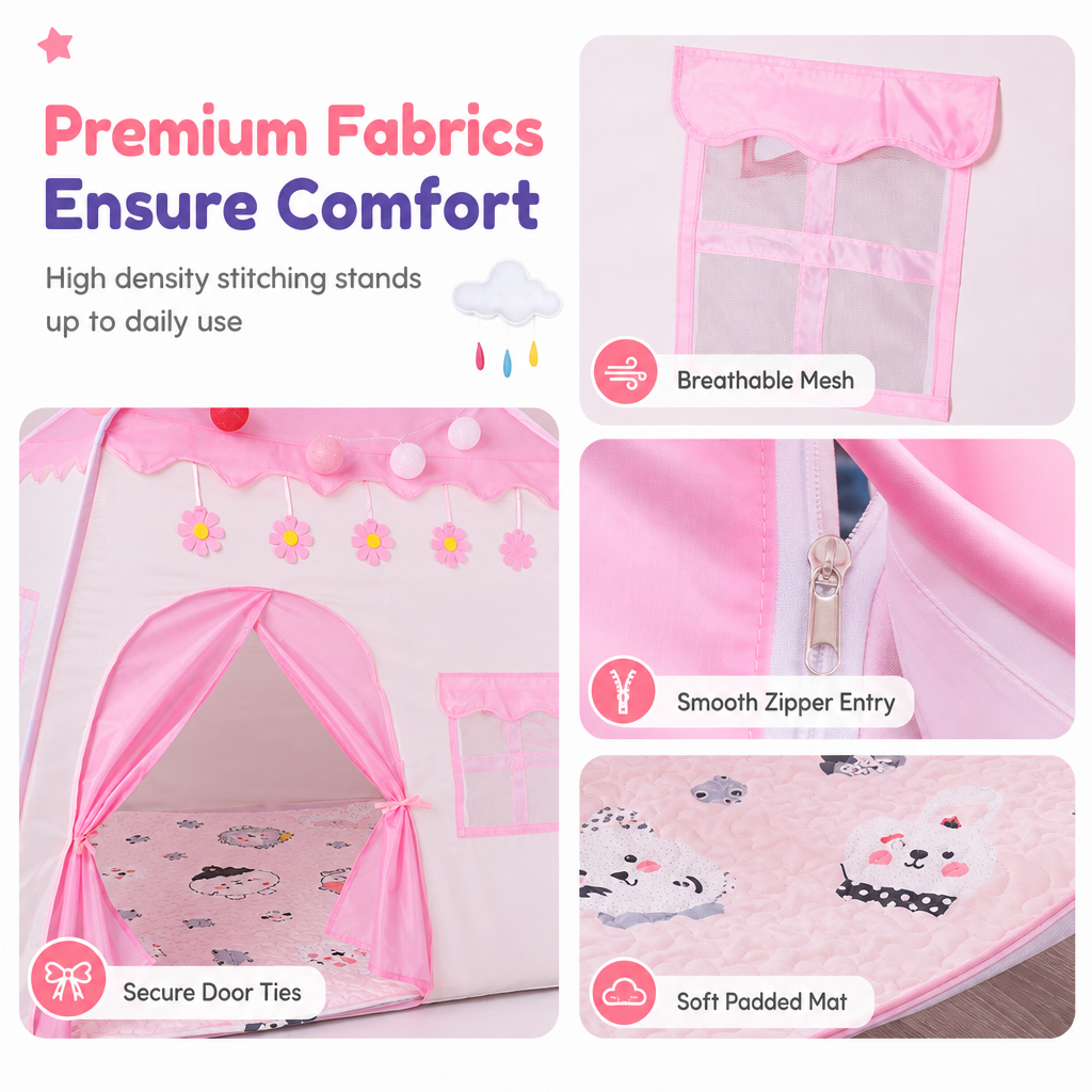🏰💖✨Kids Indoor Play Tent Princess Castle Secret Base Bed Tent Playhouse for Toddlers