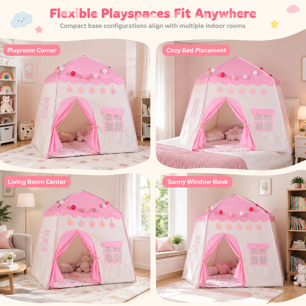 🏰💖✨Kids Indoor Play Tent Princess Castle Secret Base Bed Tent Playhouse for Toddlers