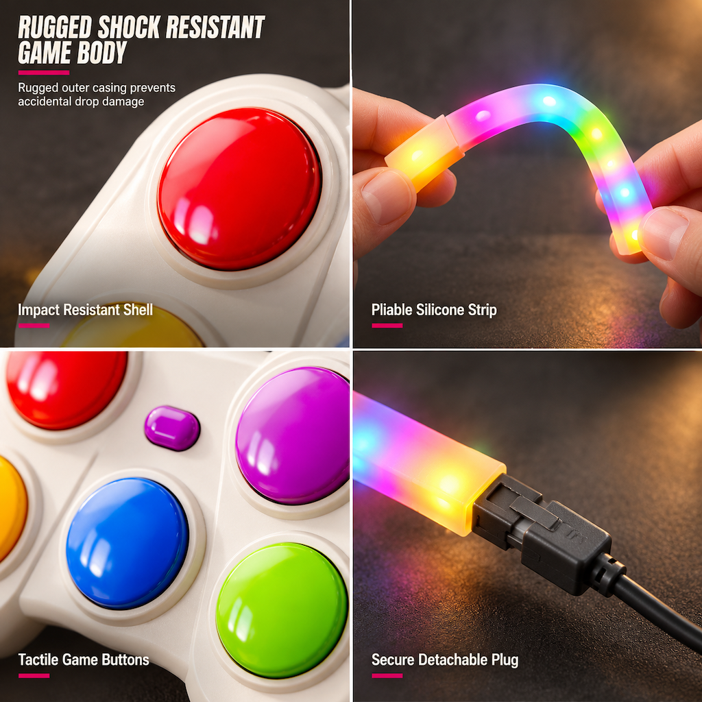 📢📢 50% OFF🎮Handheld Light-Up Memory Game for Kids – Musical Electronic Toy with Dual Game Modes