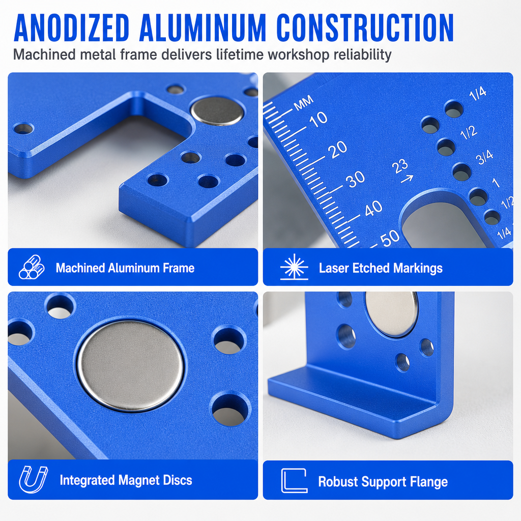 📢📢50% OFF !! ⏰Aluminum Alloy Magnetic Hinge Installation Template and Quick Positioning Fixing Plate Tool