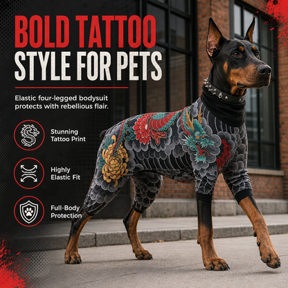 Funny Tattoo Print Pet Bodysuit Four-Legged All Season Jumpsuit for Cats and Dogs