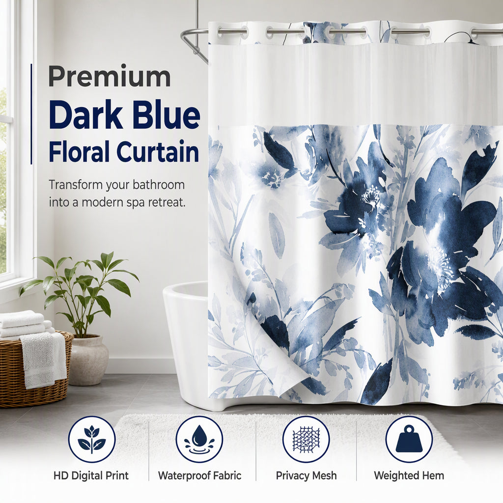 ⏳🔥LIMITED-TIME 50% OFF!⏰Waterproof Floral Shower Curtain🛁