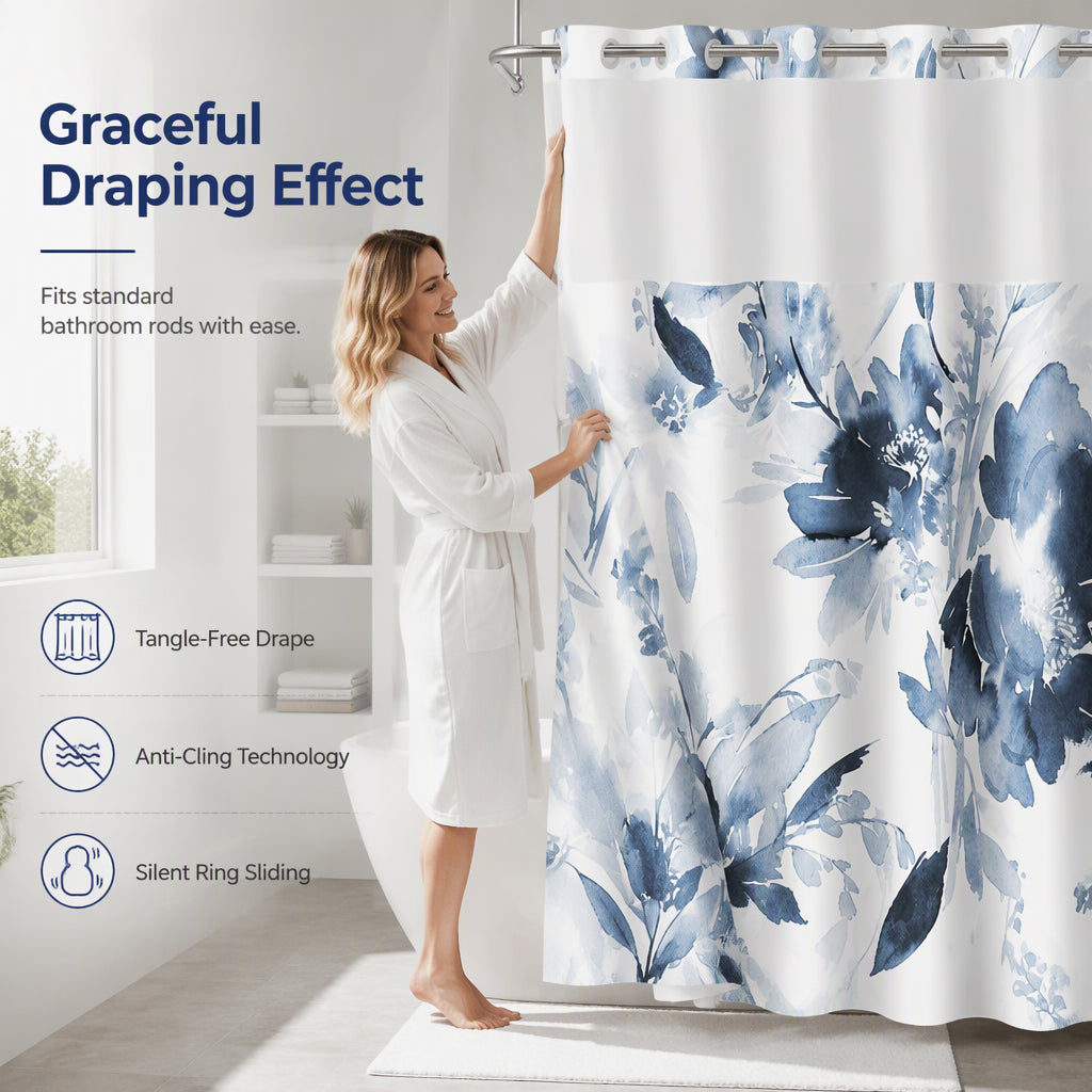 ⏳🔥LIMITED-TIME 50% OFF!⏰Waterproof Floral Shower Curtain🛁