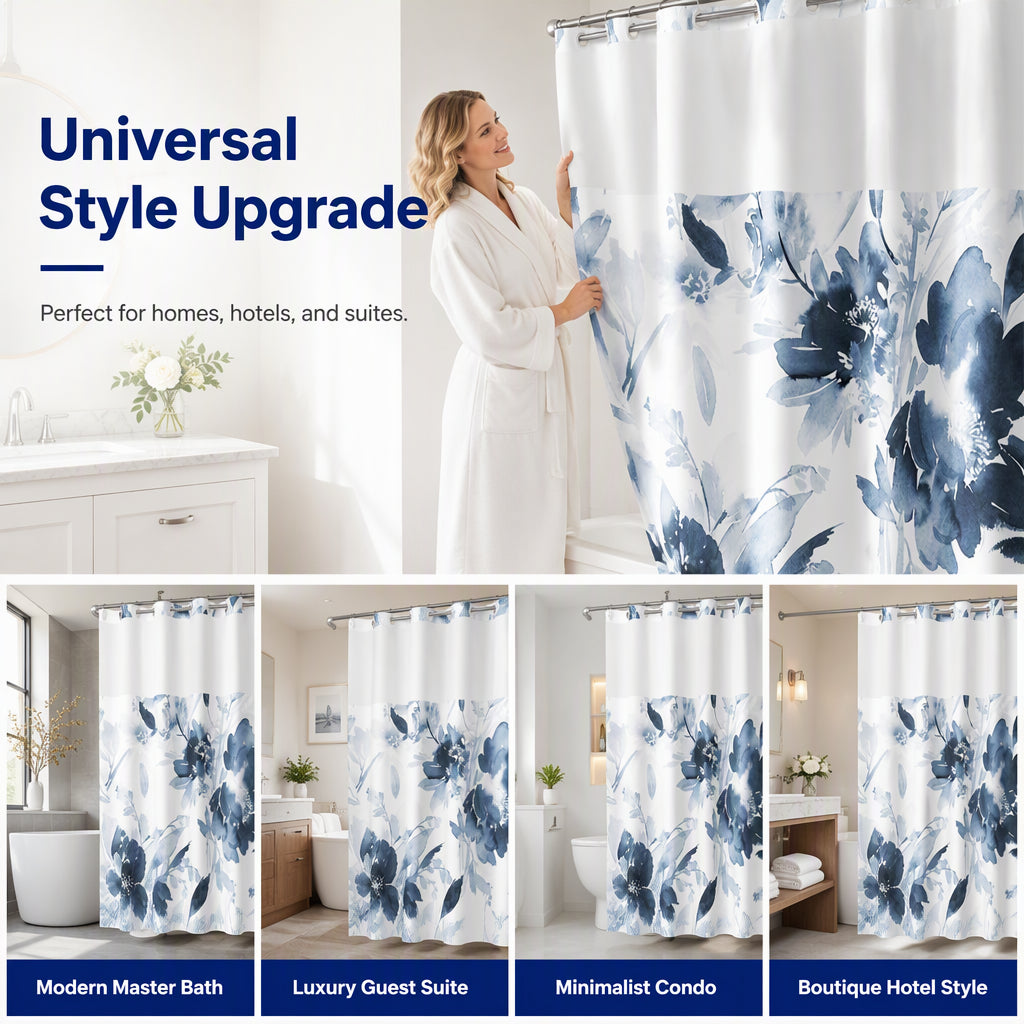 ⏳🔥LIMITED-TIME 50% OFF!⏰Waterproof Floral Shower Curtain🛁