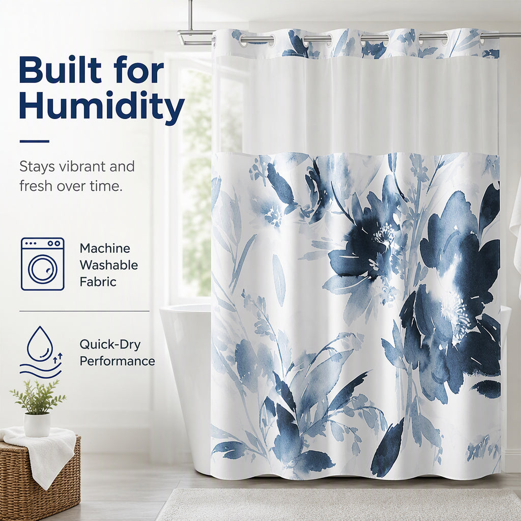 ⏳🔥LIMITED-TIME 50% OFF!⏰Waterproof Floral Shower Curtain🛁