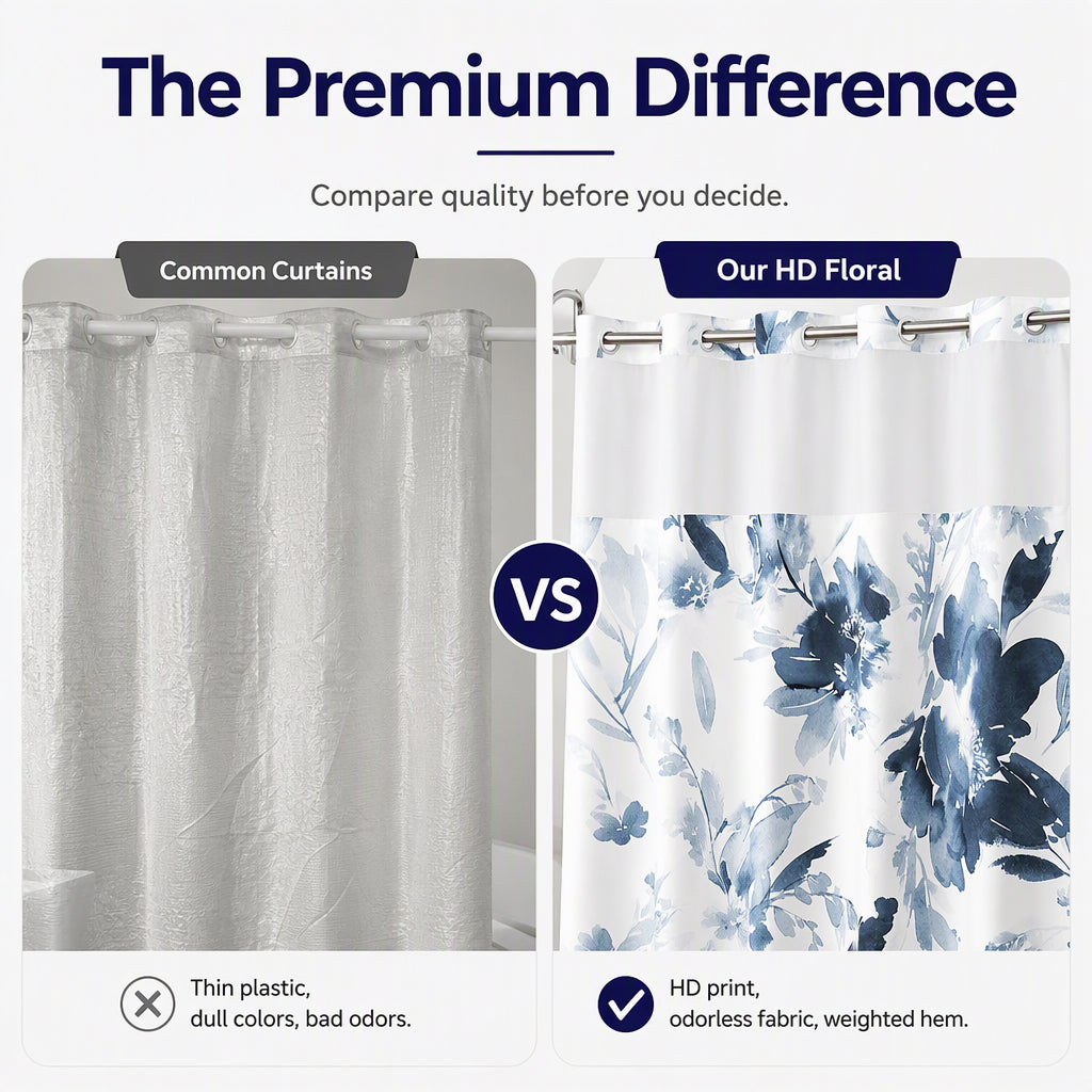 ⏳🔥LIMITED-TIME 50% OFF!⏰Waterproof Floral Shower Curtain🛁