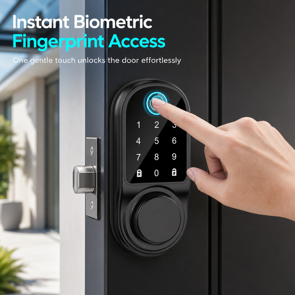 Smart Fingerprint Deadbolt Door Lock with Bluetooth Keyless Entry