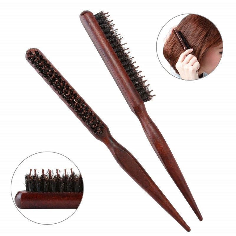 📢📢 50% OFF💁 Bristle Styling Brush – Wooden Rat-Tail Handle for Precise Parting, Smoothing & Root Volume