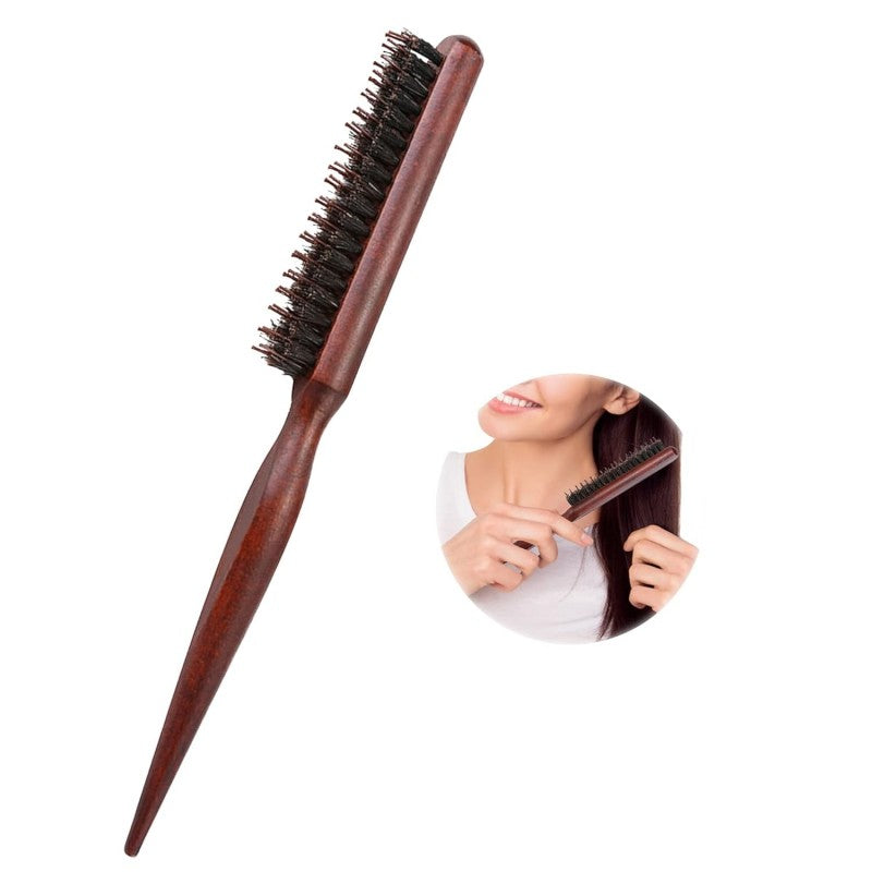 📢📢 50% OFF💁 Bristle Styling Brush – Wooden Rat-Tail Handle for Precise Parting, Smoothing & Root Volume