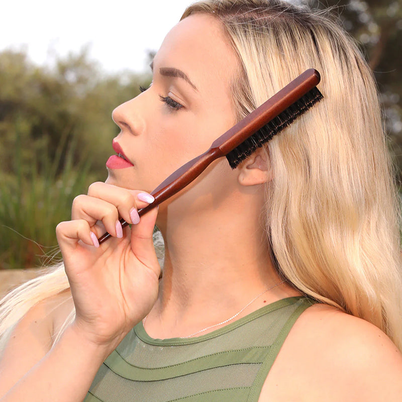 📢📢 50% OFF💁 Bristle Styling Brush – Wooden Rat-Tail Handle for Precise Parting, Smoothing & Root Volume
