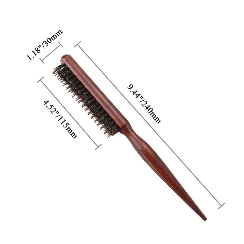 📢📢 50% OFF💁 Bristle Styling Brush – Wooden Rat-Tail Handle for Precise Parting, Smoothing & Root Volume